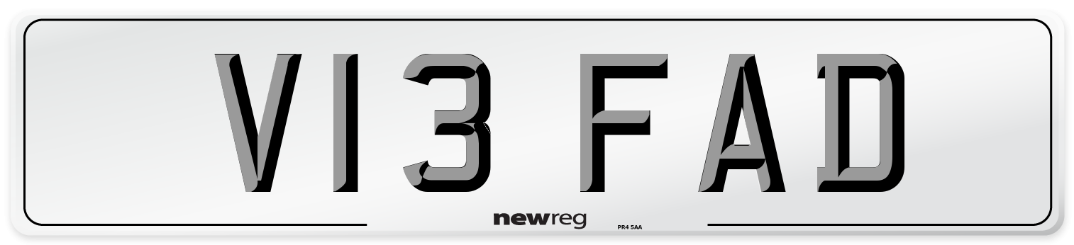 V13 FAD Number Plate from New Reg